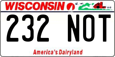 WI license plate 232NOT