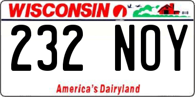 WI license plate 232NOY