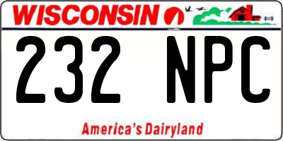 WI license plate 232NPC