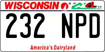 WI license plate 232NPD
