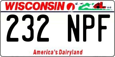 WI license plate 232NPF