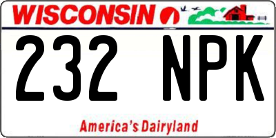 WI license plate 232NPK