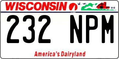 WI license plate 232NPM