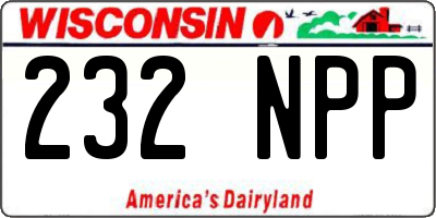 WI license plate 232NPP