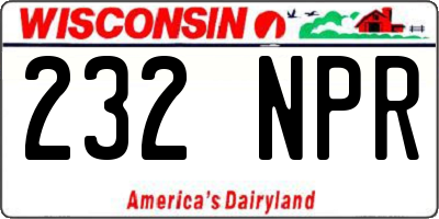 WI license plate 232NPR