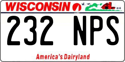 WI license plate 232NPS