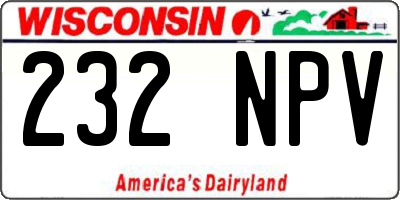 WI license plate 232NPV