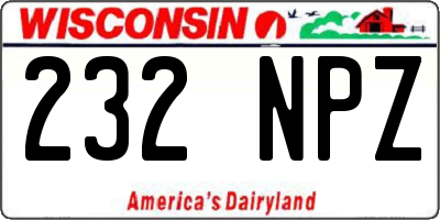WI license plate 232NPZ