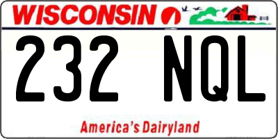 WI license plate 232NQL