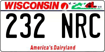 WI license plate 232NRC