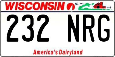 WI license plate 232NRG