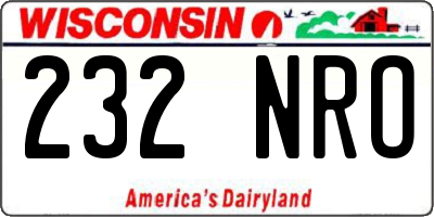 WI license plate 232NRO