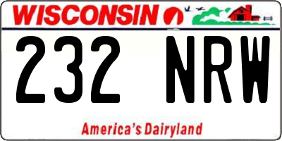 WI license plate 232NRW