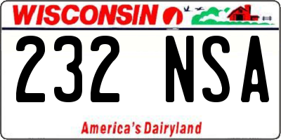 WI license plate 232NSA