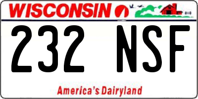 WI license plate 232NSF