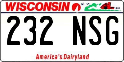 WI license plate 232NSG