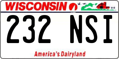 WI license plate 232NSI