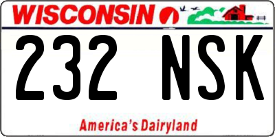 WI license plate 232NSK