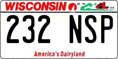 WI license plate 232NSP
