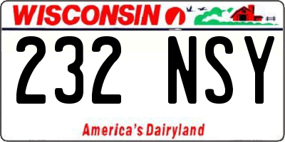 WI license plate 232NSY