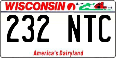 WI license plate 232NTC