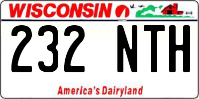 WI license plate 232NTH