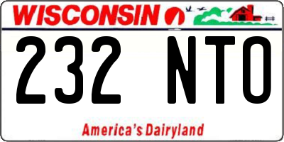 WI license plate 232NTO