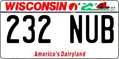 WI license plate 232NUB