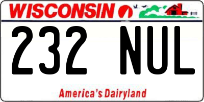 WI license plate 232NUL