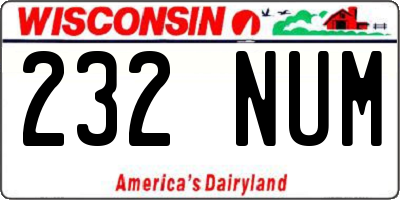 WI license plate 232NUM