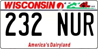 WI license plate 232NUR