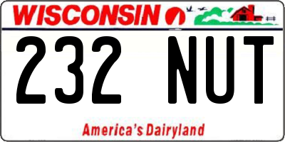 WI license plate 232NUT