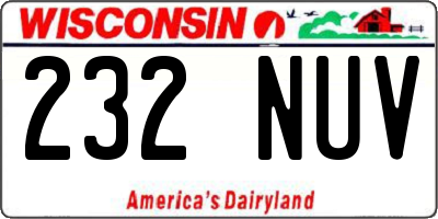 WI license plate 232NUV