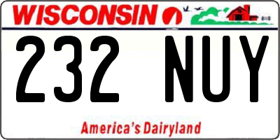 WI license plate 232NUY