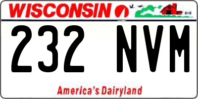 WI license plate 232NVM