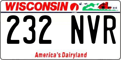 WI license plate 232NVR