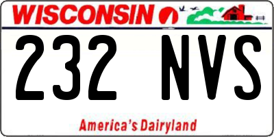 WI license plate 232NVS