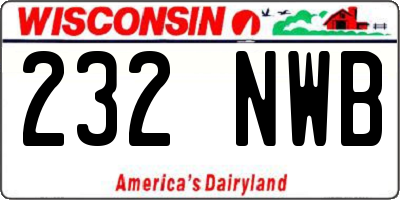 WI license plate 232NWB