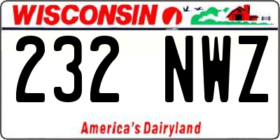 WI license plate 232NWZ