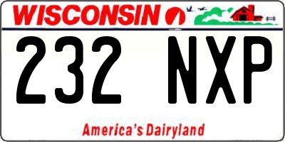 WI license plate 232NXP