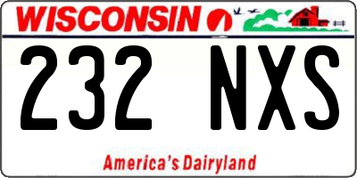 WI license plate 232NXS