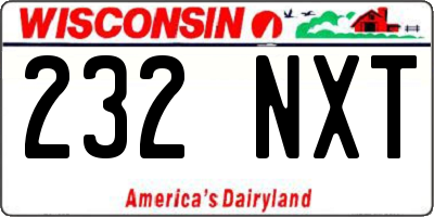 WI license plate 232NXT