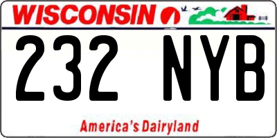 WI license plate 232NYB