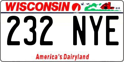 WI license plate 232NYE