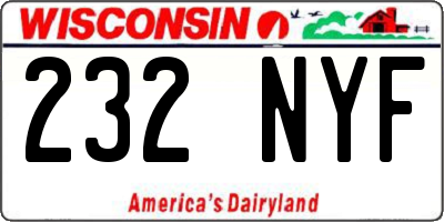 WI license plate 232NYF