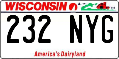 WI license plate 232NYG