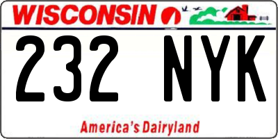 WI license plate 232NYK