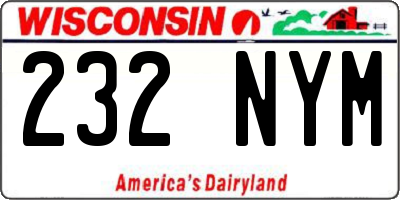 WI license plate 232NYM