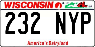 WI license plate 232NYP