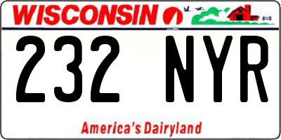 WI license plate 232NYR